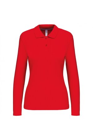 Damen Langarm-Poloshirt Troya, Farbe: rot, Größe: S